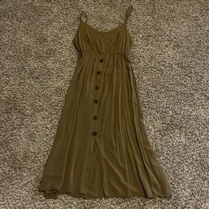 Brown casual button and peekaboo back hole that ties